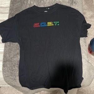 Goat, black shirt, size large